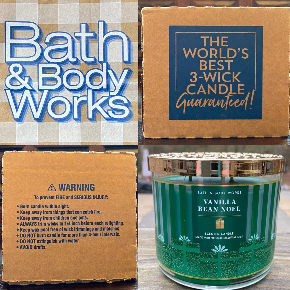 Bath & Body Works Vanilla Bean Noel 3 Wick Candle With Decorative Lid